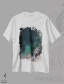 تیشرت سفید طرح دار اقیانوس سبز زمردی، دکور ساحلی اثر اینگرید بدوز | immage.ir