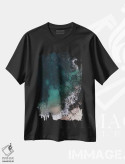 تیشرت مشکی طرح دار اقیانوس سبز زمردی، دکور ساحلی اثر اینگرید بدوز | فروشگاه ایماژ