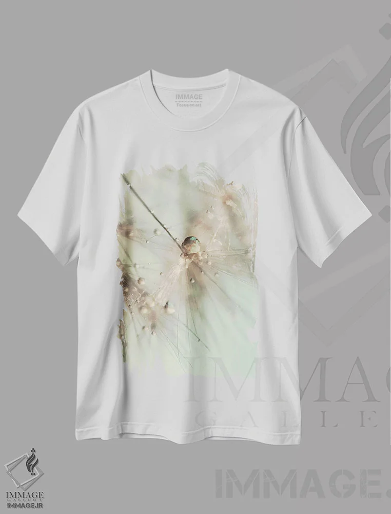 تیشرت سفید طرح دار درخشش صبحگاهی، تزئینی اثر اینگرید بدوز | فروشگاه ایماژ