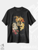 تیشرت مشکی طرح دار دسته گل بهاری، عکاسی هنری فاخر اثر اینگرید بدوز | فروشگاه ایماژ