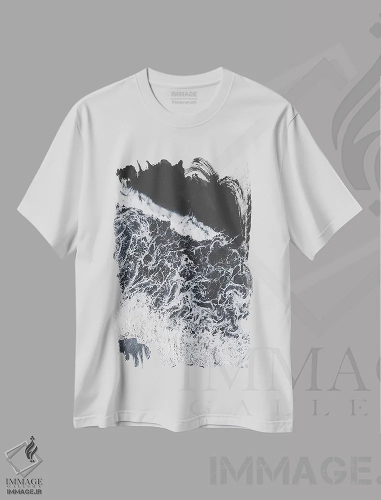 تیشرت سفید طرح دار توری دریایی، تزئینی اثر اینگرید بدوز | فروشگاه ایماژ