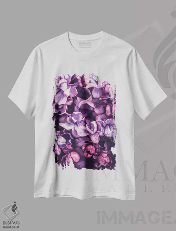 تیشرت سفید طرح دار سایه های ارغوانی، مدیوم اثر اینکادو | immage.ir