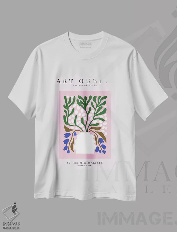 تیشرت سفید طرح دار گل های پری وینکل، تزئینی اثر اینکادو | immage.ir