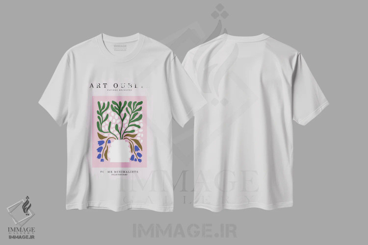 تیشرت سفید طرح دار گل های پری وینکل، تزئینی اثر اینکادو | immage.ir