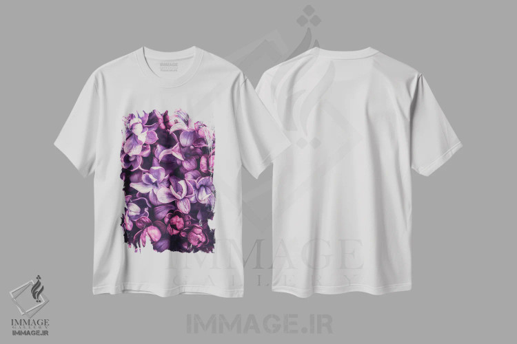 تیشرت سفید طرح دار سایه های ارغوانی، مدیوم اثر اینکادو | immage.ir