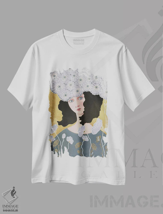 تیشرت سفید طرح دار ورونیکا، مدیوم اثر ایرینا پانِدوا | فروشگاه ایماژ