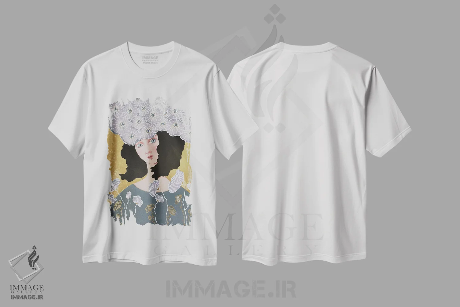 تیشرت سفید طرح دار ورونیکا، مدیوم اثر ایرینا پانِدوا | فروشگاه ایماژ