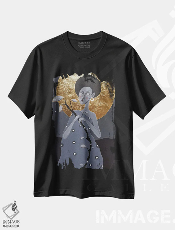 تیشرت مشکی طرح دار مادر شب، مدیوم اثر ایرینا پانِدوا | فروشگاه ایماژ