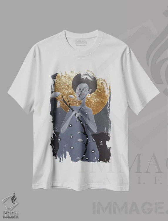 تیشرت سفید طرح دار مادر شب، مدیوم اثر ایرینا پانِدوا | immage.ir