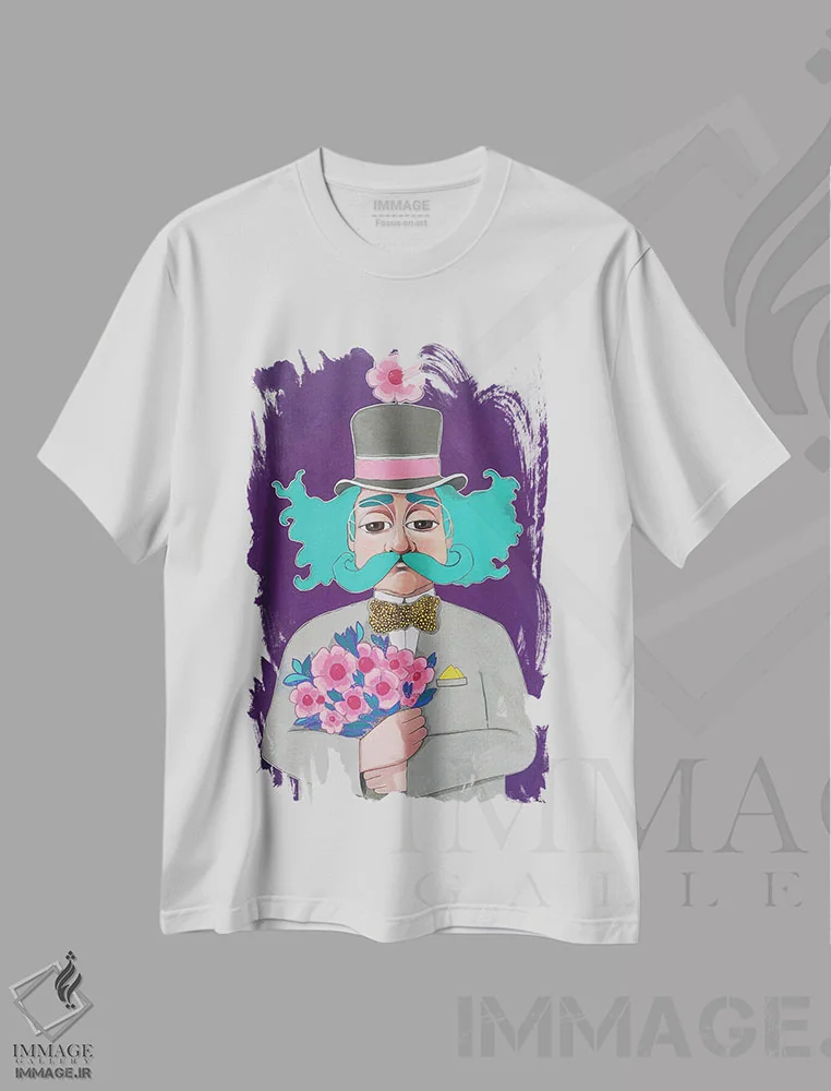 تیشرت سفید طرح دار رمانتیک مسن، مدیوم اثر ایرینا پانِدوا | فروشگاه ایماژ