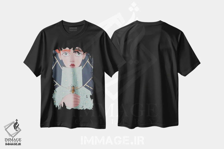 تیشرت مشکی طرح دار زنبور، مدیوم اثر ایرینا پانِدوا | فروشگاه ایماژ