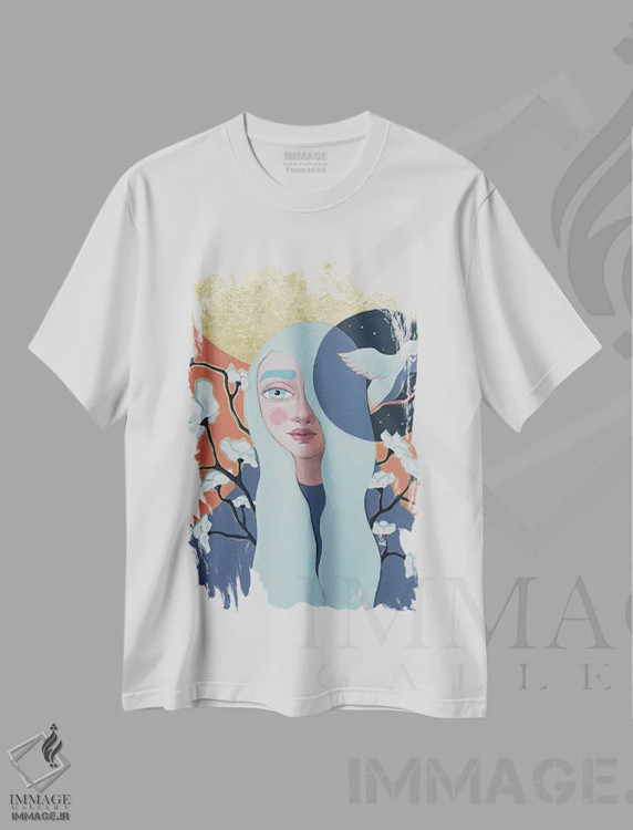 تیشرت سفید طرح دار پرواز شبانه، مدیوم اثر ایرینا پانِدوا | immage.ir