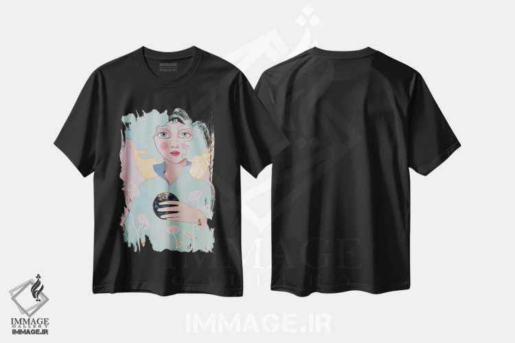 تیشرت مشکی طرح دار زمین، مدیوم اثر ایرینا پانِدوا | immage.ir