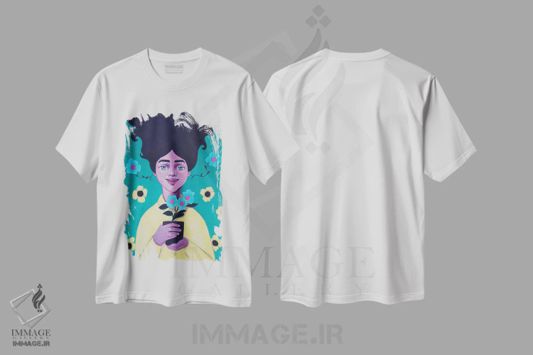 تیشرت سفید طرح دار دختر گل دار، مدیوم اثر ایرینا پانِدوا | immage.ir