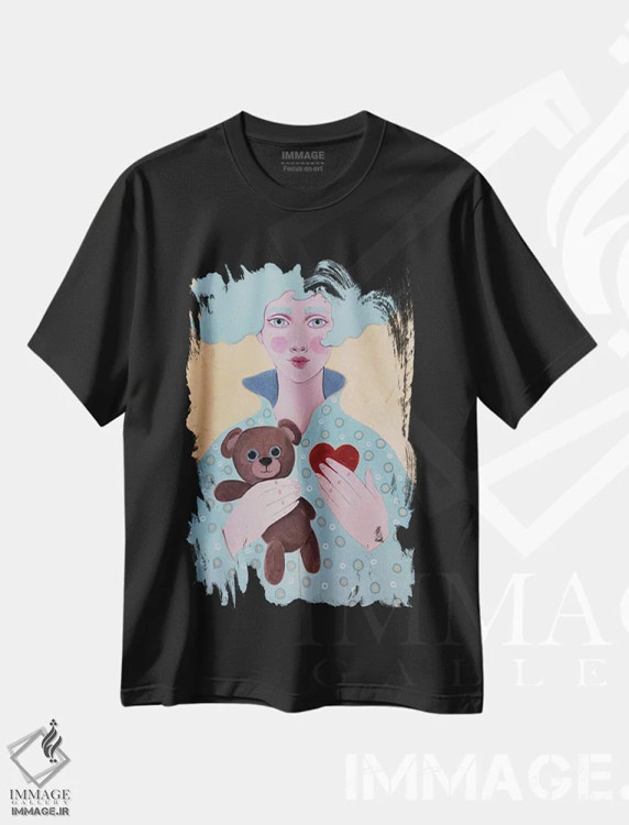 تیشرت مشکی طرح دار قلب، مدیوم اثر ایرینا پانِدوا | فروشگاه ایماژ
