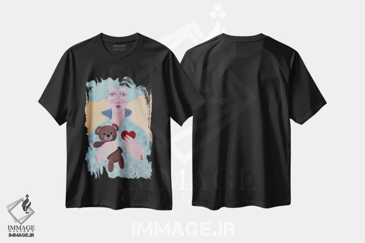 تیشرت مشکی طرح دار قلب، مدیوم اثر ایرینا پانِدوا | فروشگاه ایماژ