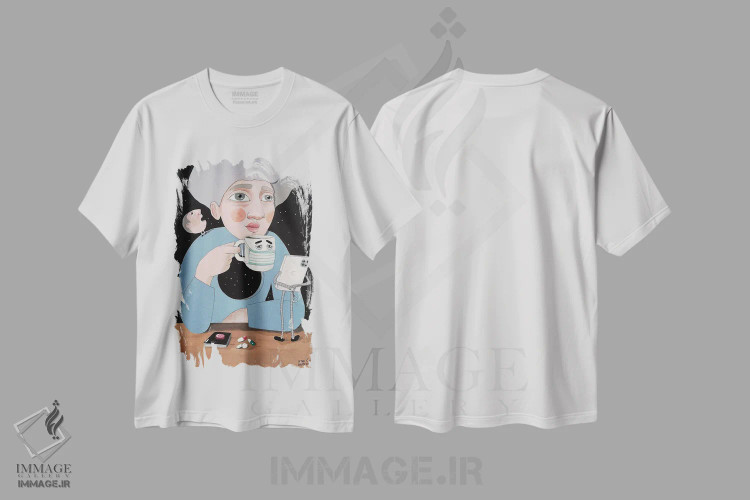 تیشرت سفید طرح دار خلأ، مدیوم اثر ایرینا پانِدوا | immage.ir