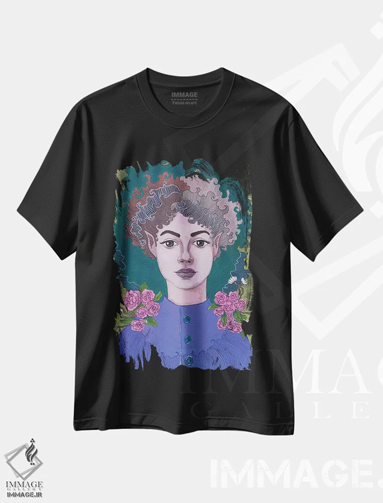 تیشرت مشکی طرح دار الف، مدیوم اثر ایرینا پانِدوا | فروشگاه ایماژ