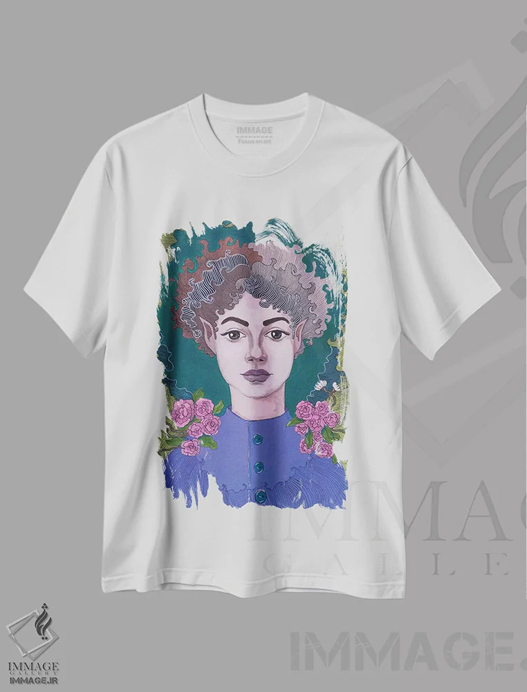 تیشرت سفید طرح دار الف، مدیوم اثر ایرینا پانِدوا | immage.ir