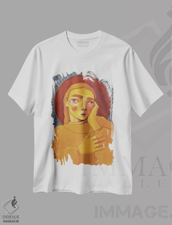 تیشرت سفید طرح دار مقدس، مدیوم اثر ایرینا پانِدوا | فروشگاه ایماژ