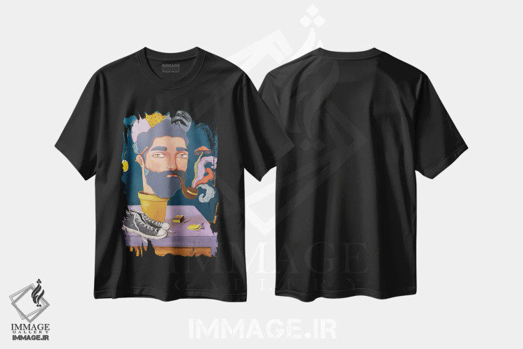 تیشرت مشکی طرح دار آدم امروز و فردا کن، مدیوم اثر ایرینا پانِدوا | immage.ir