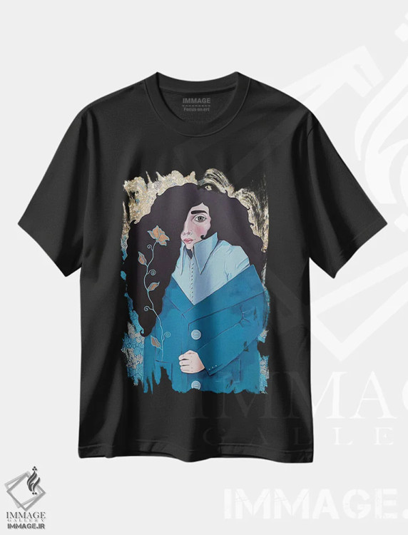 تیشرت مشکی طرح دار برمی گردم، مدیوم اثر ایرینا پانِدوا | فروشگاه ایماژ