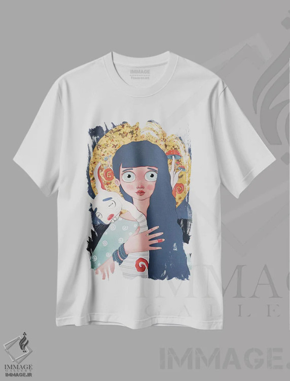 تیشرت سفید طرح دار خرگوش، مدیوم اثر ایرینا پانِدوا | فروشگاه ایماژ