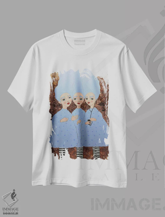تیشرت سفید طرح دار بیرون رفتن، مدیوم اثر ایرینا پانِدوا | فروشگاه ایماژ