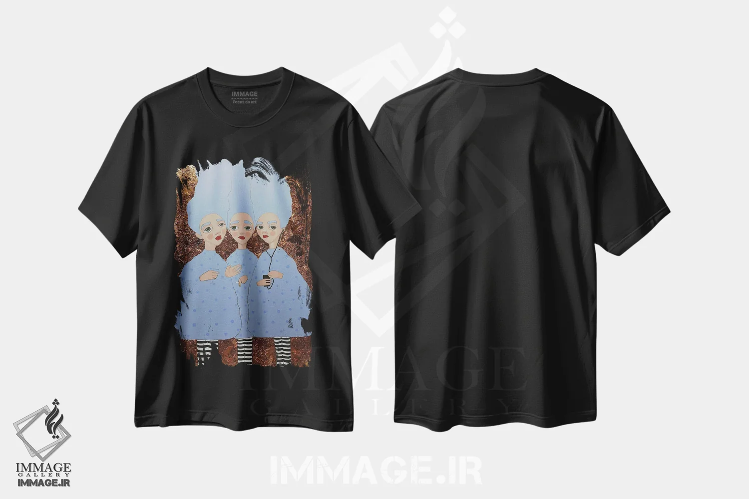 تیشرت مشکی طرح دار بیرون رفتن، مدیوم اثر ایرینا پانِدوا | immage.ir