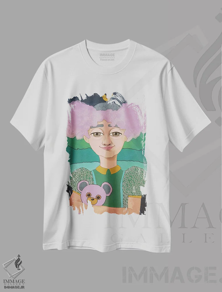 تیشرت سفید طرح دار پشمک، مدیوم اثر ایرینا پانِدوا | immage.ir