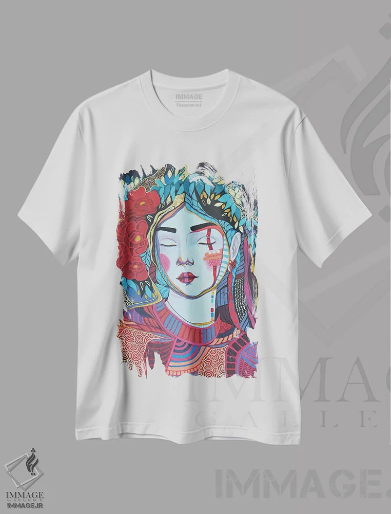 تیشرت سفید طرح دار سنت، دکور آسیایی اثر ایرینا پانِدوا | immage.ir
