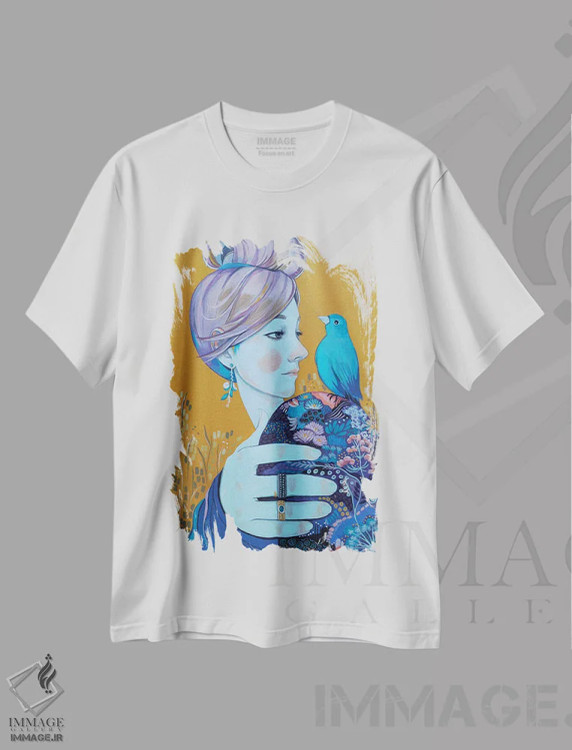 تیشرت سفید طرح دار ملاقات، مدیوم اثر ایرینا پانِدوا | فروشگاه ایماژ