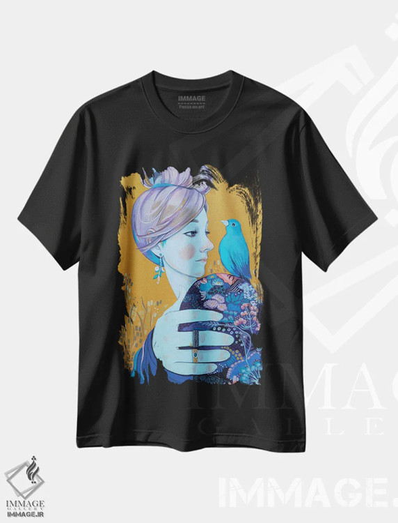 تیشرت مشکی طرح دار ملاقات، مدیوم اثر ایرینا پانِدوا | immage.ir