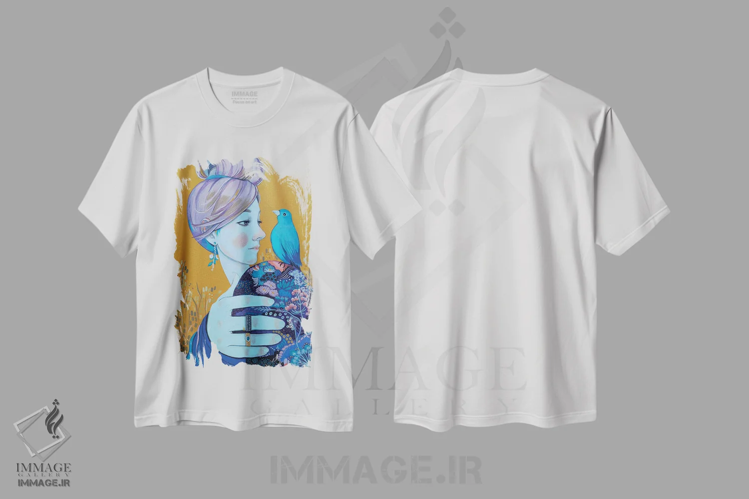 تیشرت سفید طرح دار ملاقات، مدیوم اثر ایرینا پانِدوا | فروشگاه ایماژ