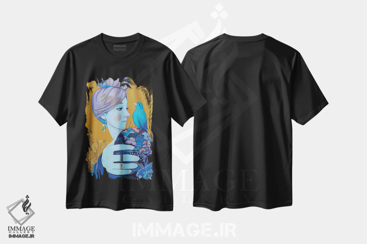 تیشرت مشکی طرح دار ملاقات، مدیوم اثر ایرینا پانِدوا | immage.ir