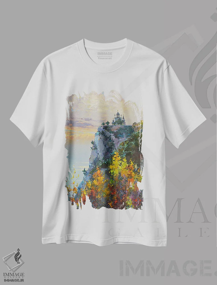 تیشرت سفید طرح دار کلیسای فوروس، هنر فاخر معاصر اثر ایگور پوزدف | immage.ir