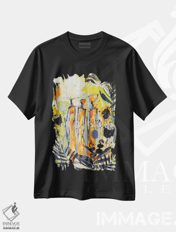 تیشرت مشکی طرح دار زنان قبیله ای آفریقایی ۵، دکور آفریقایی اثر ایرینا رومیانسه وا | فروشگاه ایماژ