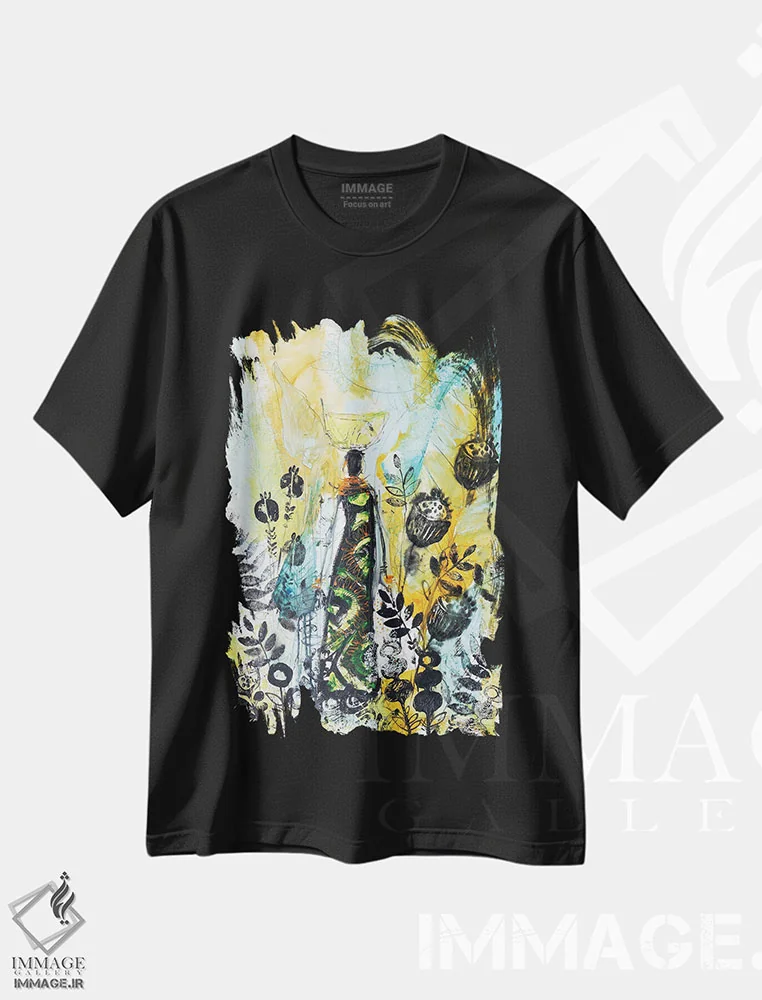 تیشرت مشکی طرح دار زنان قبیله ای آفریقایی ۶، دکور آفریقایی اثر ایرینا رومیانسه وا | immage.ir