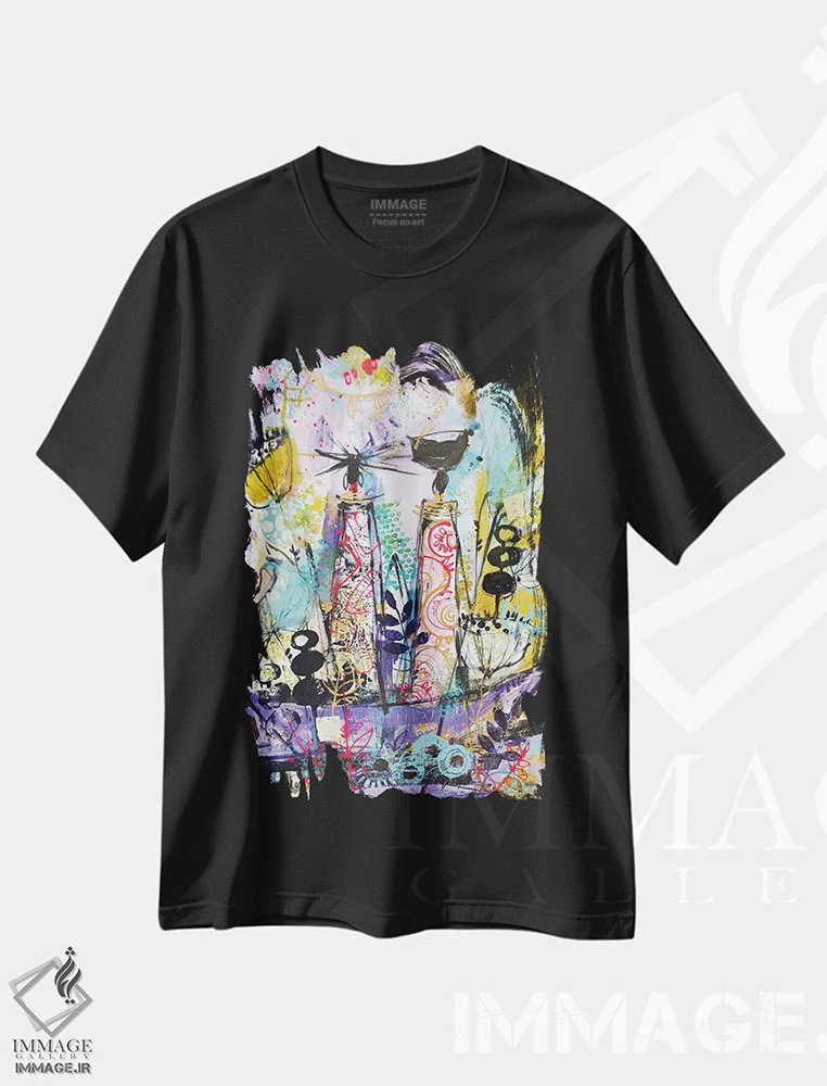 تیشرت مشکی طرح دار زنان قبیله ای آفریقایی ۸، دکور آفریقایی اثر ایرینا رومیانسه وا | immage.ir