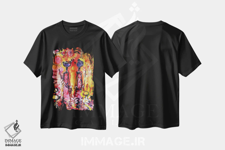 تیشرت مشکی طرح دار زنان قبیله ای آفریقایی ۷، دکور آفریقایی اثر ایرینا رومیانسه وا | فروشگاه ایماژ