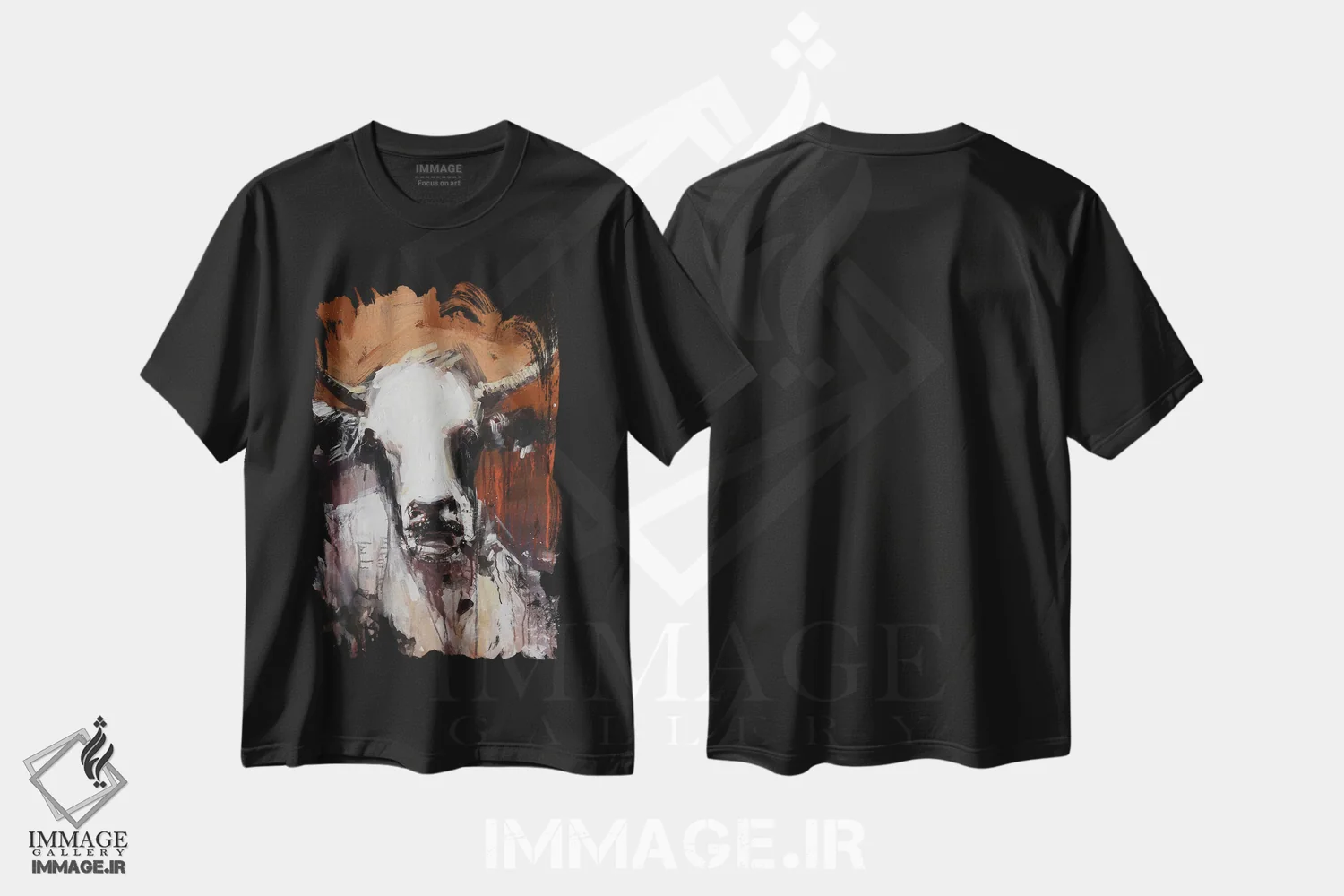 تیشرت مشکی طرح دار گاو زنگ زده، تزئینی اثر ایرینا رومیانسه وا | immage.ir