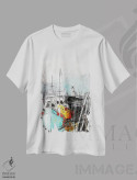 تیشرت سفید طرح دار قایق های بادبانی در بندرگاه، مدیوم اثر ایرینا رومیانسه وا | فروشگاه ایماژ