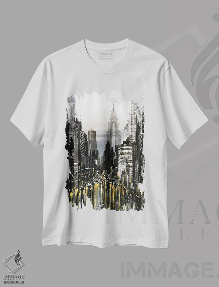 تیشرت سفید طرح دار شهر نیویورک، دکور معاصر اثر ایرینا رومیانسه وا | immage.ir