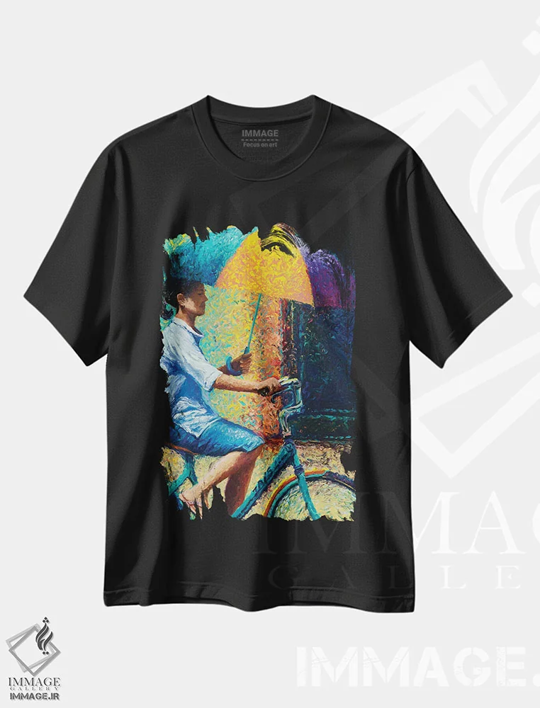 تیشرت مشکی طرح دار آفتابگیر تایلندی من، هنر فاخر معاصر اثر آیریس اسکات | immage.ir