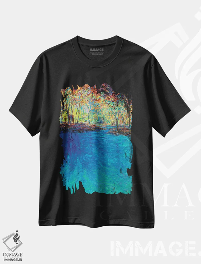 تیشرت مشکی طرح دار کئولادو، هنر فاخر معاصر اثر آیریس اسکات | immage.ir