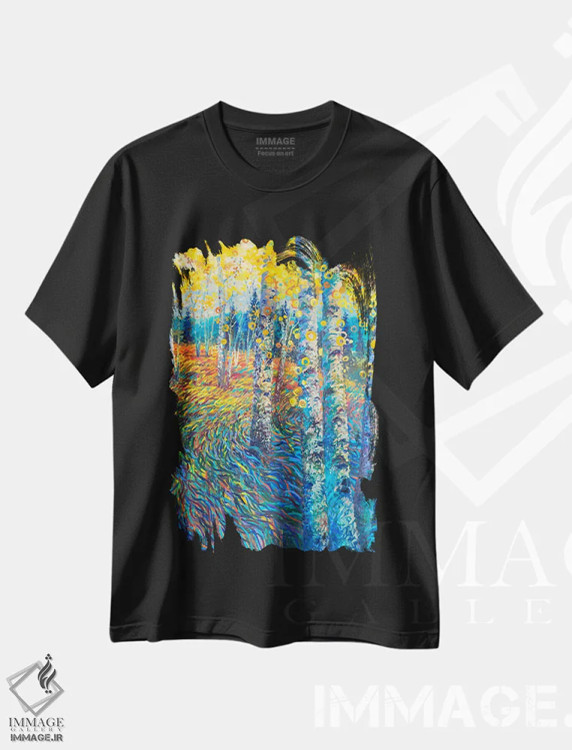 تیشرت مشکی طرح دار فراتر از سرزمین آب نباتی، دکور معاصر اثر آیریس اسکات | فروشگاه ایماژ