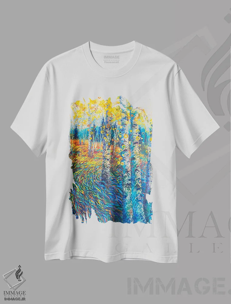 تیشرت سفید طرح دار فراتر از سرزمین آب نباتی، دکور معاصر اثر آیریس اسکات | immage.ir