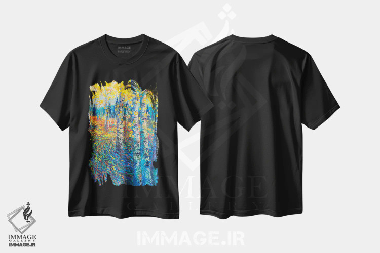 تیشرت مشکی طرح دار فراتر از سرزمین آب نباتی، دکور معاصر اثر آیریس اسکات | فروشگاه ایماژ