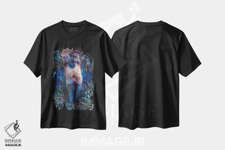 تیشرت مشکی طرح دار اعتدال بهاری، دکور معاصر اثر آیریس اسکات | فروشگاه ایماژ