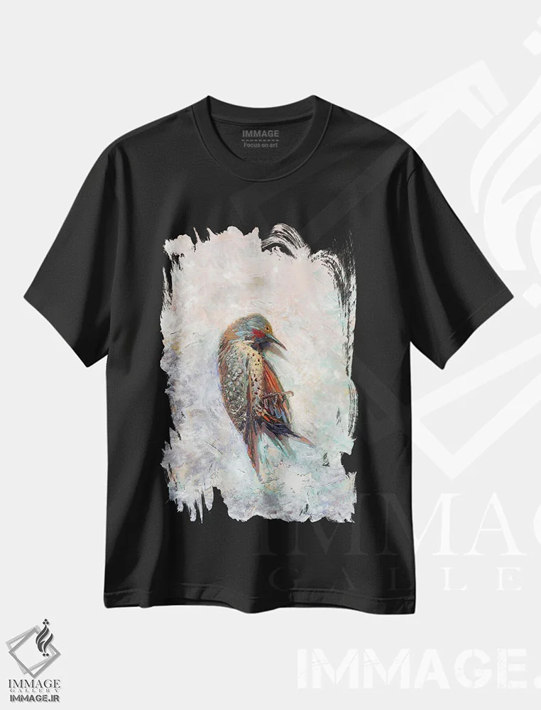 تیشرت مشکی طرح دار سوسو زدن در نور، دکور معاصر اثر آیریس اسکات | immage.ir